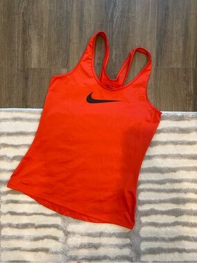 Nike Women's Red Racerback Tank with Black Swoosh